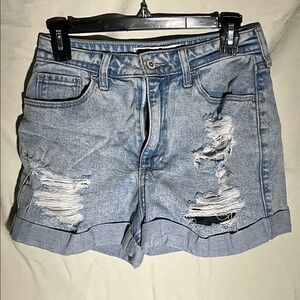 Hollister Blue Jean Shorts High-Waisted Distressed